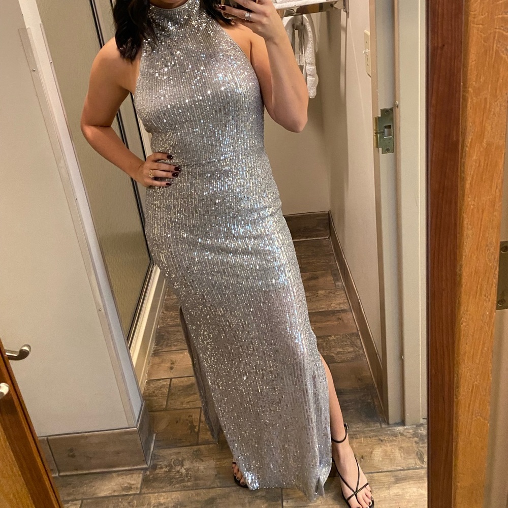 Silver Sequin Gown